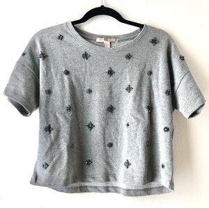 🛍 4/$25! Forever 21 Beaded Crop Dressy Sweatshirt